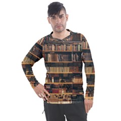 Books On Bookshelf Assorted Color Book Lot In Bookcase Library Men s Pique Long Sleeve Tee