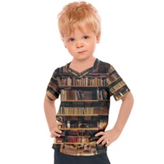 Books On Bookshelf Assorted Color Book Lot In Bookcase Library Kids  Sports Tee