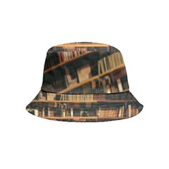 Books On Bookshelf Assorted Color Book Lot In Bookcase Library Bucket Hat (Kids)