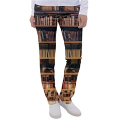 Books On Bookshelf Assorted Color Book Lot In Bookcase Library Women s Casual Pants