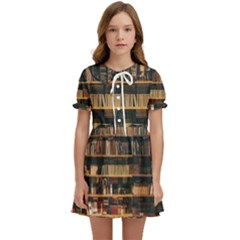 Books On Bookshelf Assorted Color Book Lot In Bookcase Library Kids  Sweet Collar Dress