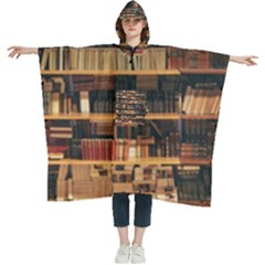 Books On Bookshelf Assorted Color Book Lot In Bookcase Library Women s Hooded Rain Ponchos