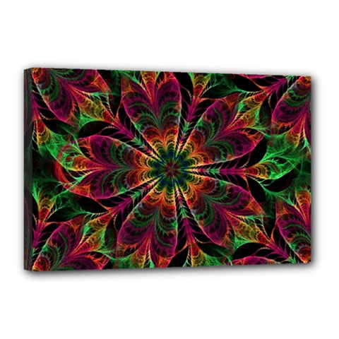 Multicolored Flower Mandala Wallpaper Kaleidoscope Pattern Canvas 18  X 12  (stretched) by 99art