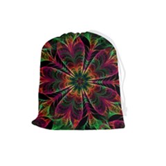 Multicolored Flower Mandala Wallpaper Kaleidoscope Pattern Drawstring Pouch (large) by 99art