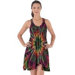 Multicolored Flower Mandala Wallpaper Kaleidoscope Pattern Show Some Back Chiffon Dress by 99art