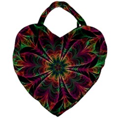 Multicolored Flower Mandala Wallpaper Kaleidoscope Pattern Giant Heart Shaped Tote by 99art