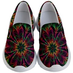 Multicolored Flower Mandala Wallpaper Kaleidoscope Pattern Kids Lightweight Slip Ons by 99art