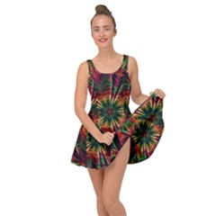 Multicolored Flower Mandala Wallpaper Kaleidoscope Pattern Inside Out Casual Dress by 99art