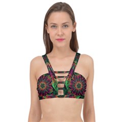 Multicolored Flower Mandala Wallpaper Kaleidoscope Pattern Cage Up Bikini Top by 99art