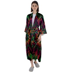 Multicolored Flower Mandala Wallpaper Kaleidoscope Pattern Maxi Satin Kimono by 99art