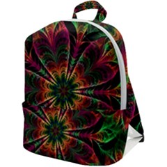 Multicolored Flower Mandala Wallpaper Kaleidoscope Pattern Zip Up Backpack by 99art