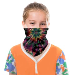 Multicolored Flower Mandala Wallpaper Kaleidoscope Pattern Face Covering Bandana (kids) by 99art