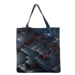 Architectural Design Abstract 3d Neon Glow Industry Grocery Tote Bag by 99art