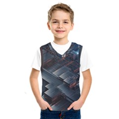 Architectural Design Abstract 3d Neon Glow Industry Kids  Basketball Tank Top by 99art