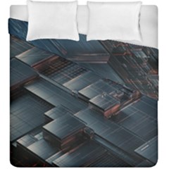 Architectural Design Abstract 3d Neon Glow Industry Duvet Cover Double Side (king Size) by 99art