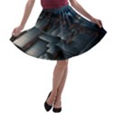 Architectural Design Abstract 3d Neon Glow Industry A-line Skater Skirt View1