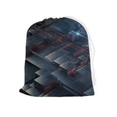 Architectural Design Abstract 3d Neon Glow Industry Drawstring Pouch (xl) by 99art