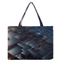 Architectural Design Abstract 3d Neon Glow Industry Zipper Medium Tote Bag by 99art