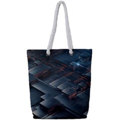 Architectural Design Abstract 3d Neon Glow Industry Full Print Rope Handle Tote (small) by 99art