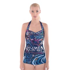 Graffiti Art Psychedelic Art Graphic Design Modern Art Boyleg Halter Swimsuit  by 99art