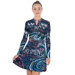 Graffiti Art Psychedelic Art Graphic Design Modern Art Long Sleeve Panel Dress by 99art