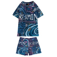 Graffiti Art Psychedelic Art Graphic Design Modern Art Kids  Swim Tee And Shorts Set by 99art