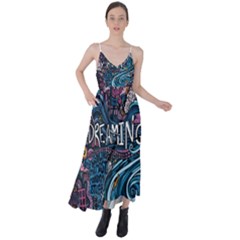 Graffiti Art Psychedelic Art Graphic Design Modern Art Tie Back Maxi Dress by 99art