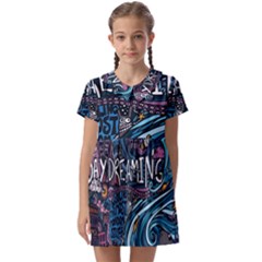 Graffiti Art Psychedelic Art Graphic Design Modern Art Kids  Asymmetric Collar Dress by 99art