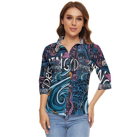 Graffiti Art Psychedelic Art Graphic Design Modern Art Women s Quarter Sleeve Pocket Shirt by 99art