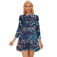 Graffiti Art Psychedelic Art Graphic Design Modern Art Long Sleeve Babydoll Dress by 99art