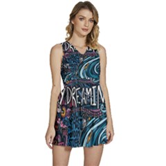 Graffiti Art Psychedelic Art Graphic Design Modern Art Sleeveless High Waist Mini Dress by 99art