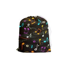 Assorted Color Musical Notes Wallpaper Fabric Drawstring Pouch (medium)