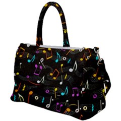 Assorted Color Musical Notes Wallpaper Fabric Duffel Travel Bag by 99art