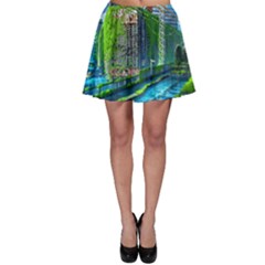 Anime Landscape Apocalyptic Ruins Water City Cityscape Skater Skirt by 99art