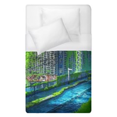 Anime Landscape Apocalyptic Ruins Water City Cityscape Duvet Cover (single Size) by 99art