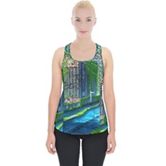 Anime Landscape Apocalyptic Ruins Water City Cityscape Piece Up Tank Top by 99art