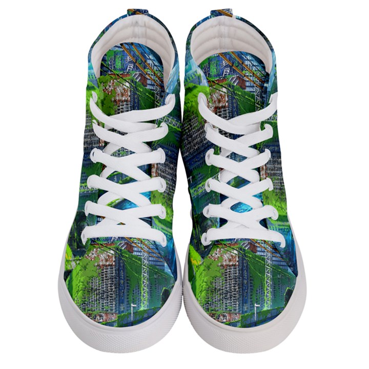 Anime Landscape Apocalyptic Ruins Water City Cityscape Men s Hi-Top Skate Sneakers