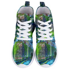 Anime Landscape Apocalyptic Ruins Water City Cityscape Women s Lightweight High Top Sneakers by 99art