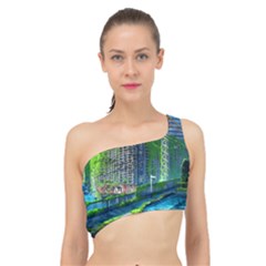 Anime Landscape Apocalyptic Ruins Water City Cityscape Spliced Up Bikini Top  by 99art