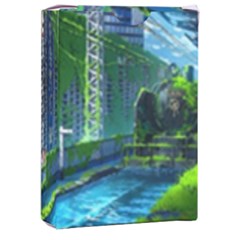 Anime Landscape Apocalyptic Ruins Water City Cityscape Playing Cards Single Design (rectangle) With Custom Box by 99art