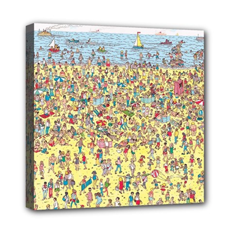 Waldo Cartoon Where s Wally Water Sky Sea Day Nature Mini Canvas 8  X 8  (stretched) by 99art