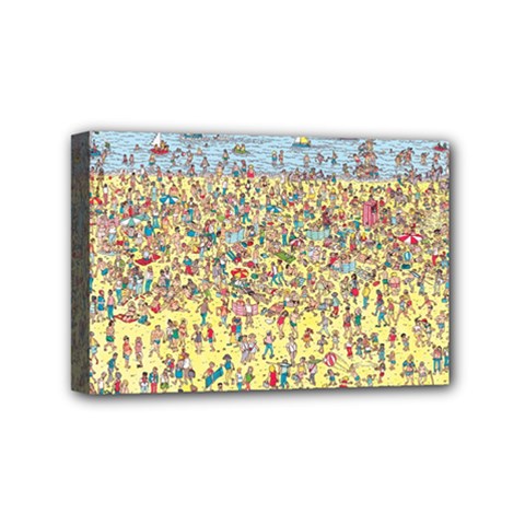 Waldo Cartoon Where s Wally Water Sky Sea Day Nature Mini Canvas 6  X 4  (stretched) by 99art