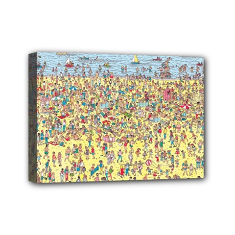 Waldo Cartoon Where s Wally Water Sky Sea Day Nature Mini Canvas 7  X 5  (stretched) by 99art