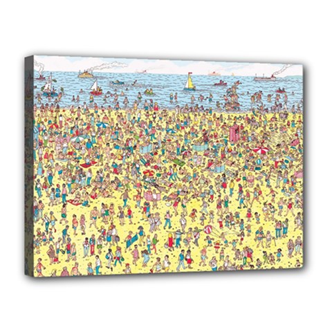 Waldo Cartoon Where s Wally Water Sky Sea Day Nature Canvas 16  X 12  (stretched) by 99art