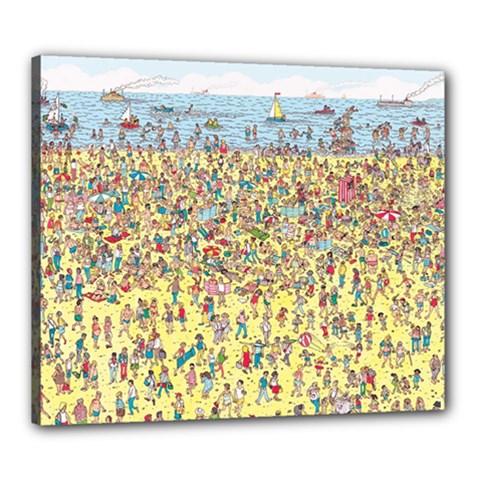 Waldo Cartoon Where s Wally Water Sky Sea Day Nature Canvas 24  X 20  (stretched) by 99art