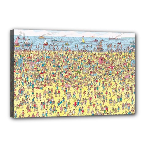 Waldo Cartoon Where s Wally Water Sky Sea Day Nature Canvas 18  X 12  (stretched) by 99art