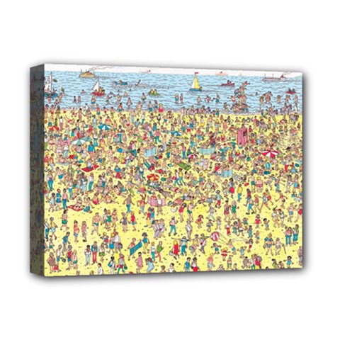 Waldo Cartoon Where s Wally Water Sky Sea Day Nature Deluxe Canvas 16  X 12  (stretched)  by 99art