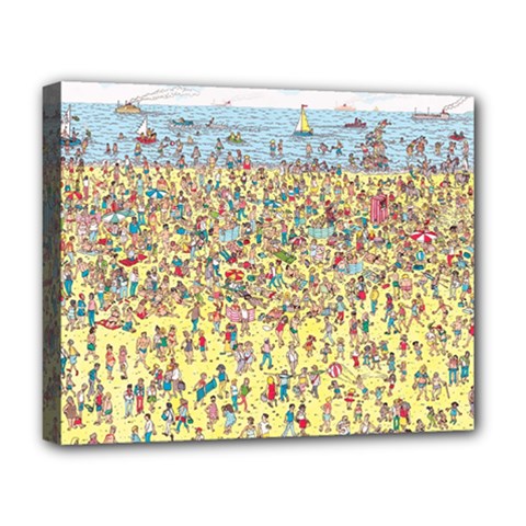 Waldo Cartoon Where s Wally Water Sky Sea Day Nature Deluxe Canvas 20  X 16  (stretched) by 99art