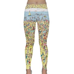 Waldo Cartoon Where s Wally Water Sky Sea Day Nature Classic Yoga Leggings by 99art