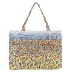 Waldo Cartoon Where s Wally Water Sky Sea Day Nature Zipper Medium Tote Bag by 99art